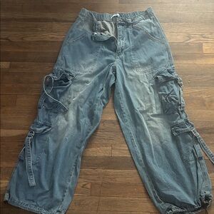 Kréamy Light Wash Denim Pants with Elastic Waist